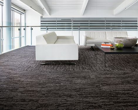 Interface WE151 and WE153 carpet tile in seating area with couch imagen n&uacute;mero 3