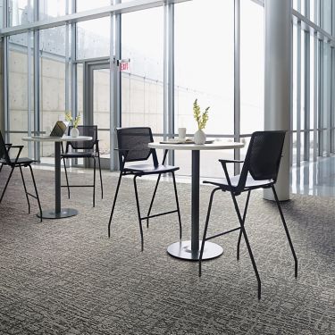 Interface WE153 plank carpet tile in meeting area with high top tables image number 1