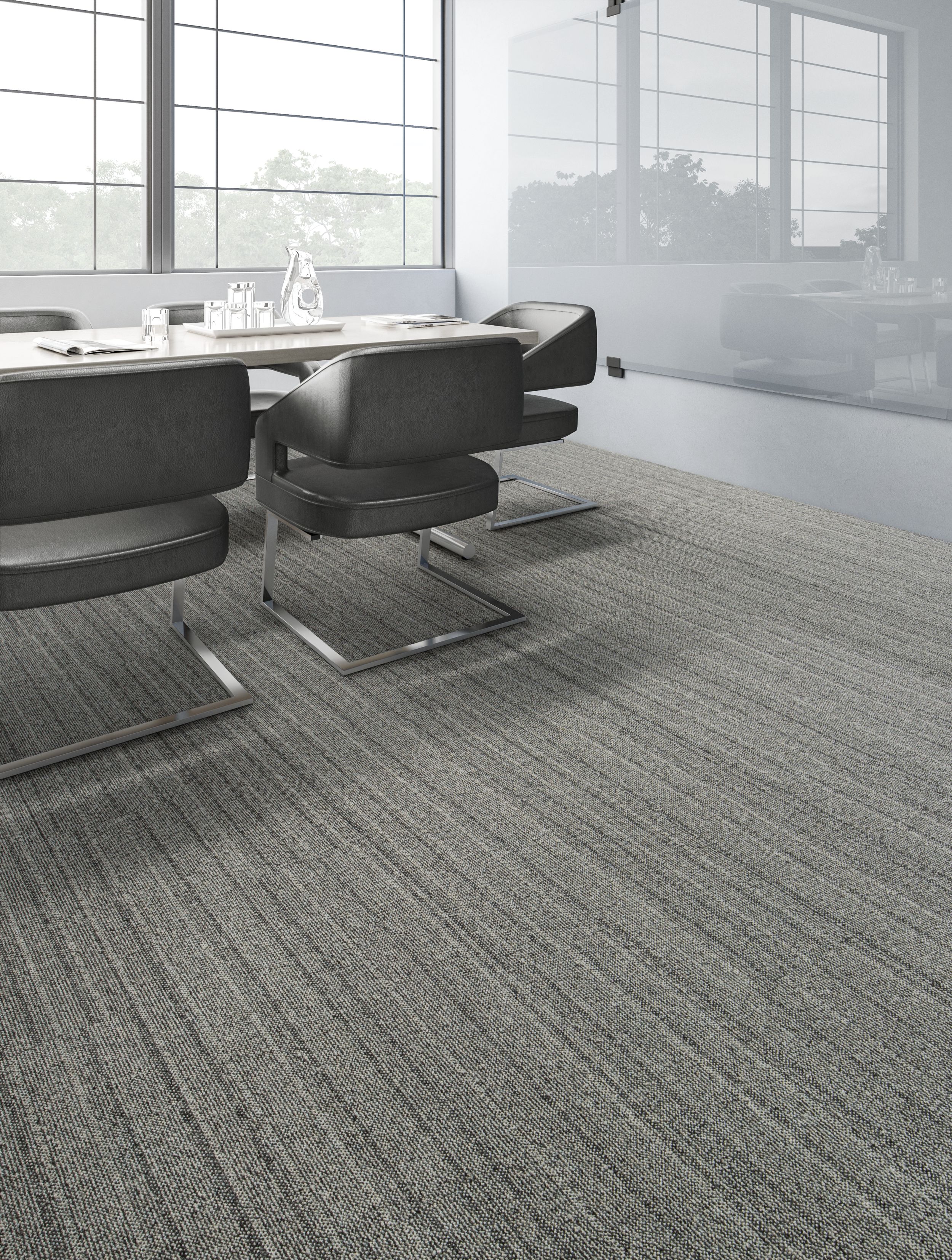 Interface WW860 plank carpet tile in meeting room with conference table and leather chairs image number 11