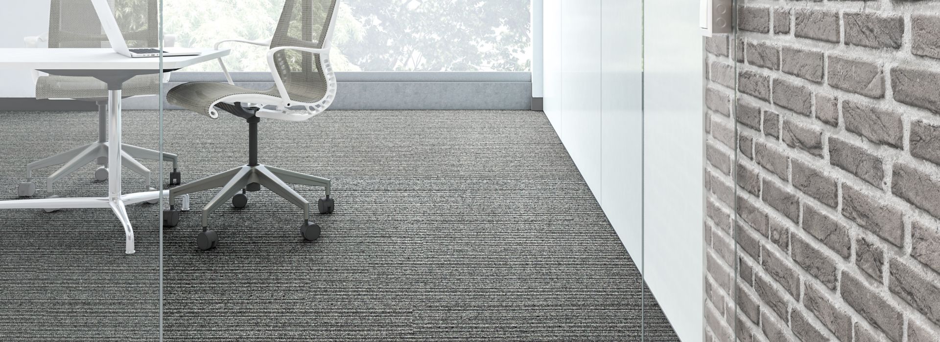 Interface WW865 plank carpet tile shown at a conference room entrance  image number 1