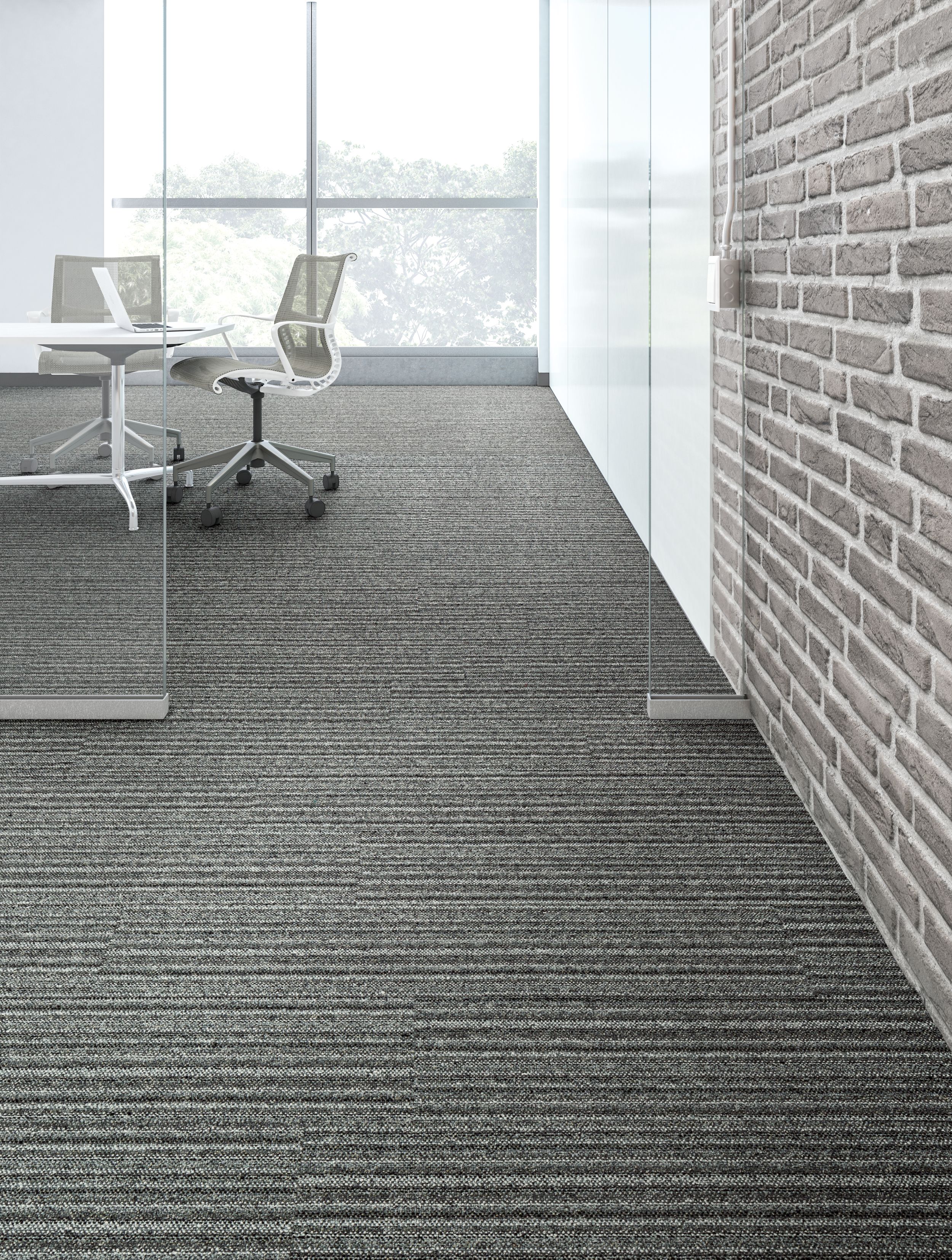 Interface WW865 plank carpet tile shown at a conference room entrance  image number 8