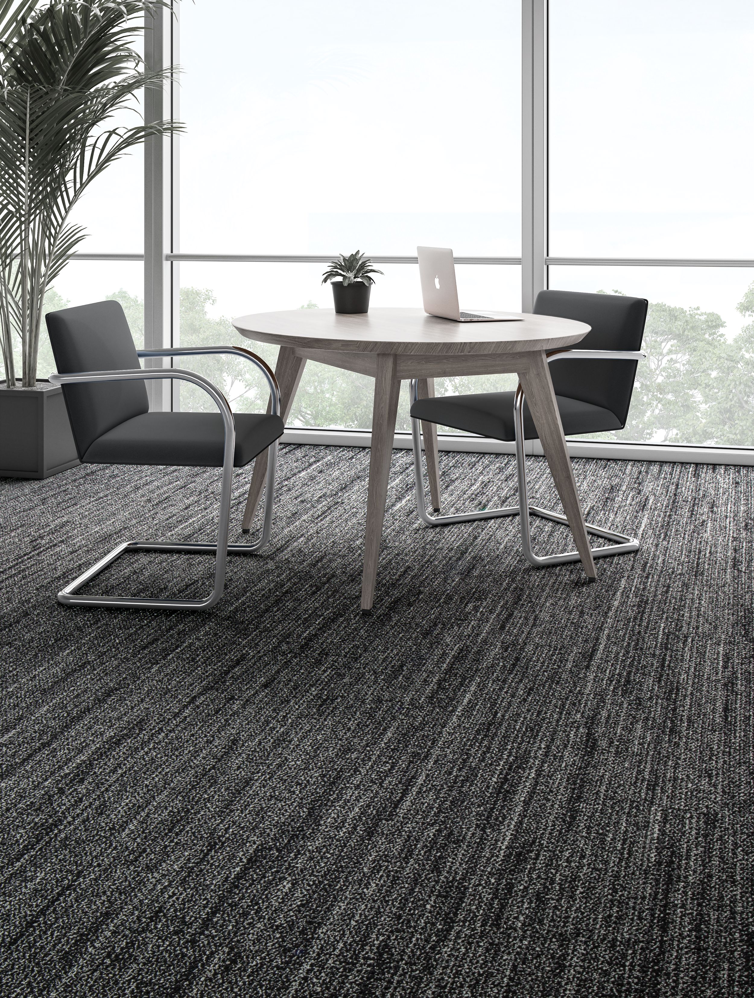 Interface WW870 plank carpet tile shown with small table and chairs image number 8