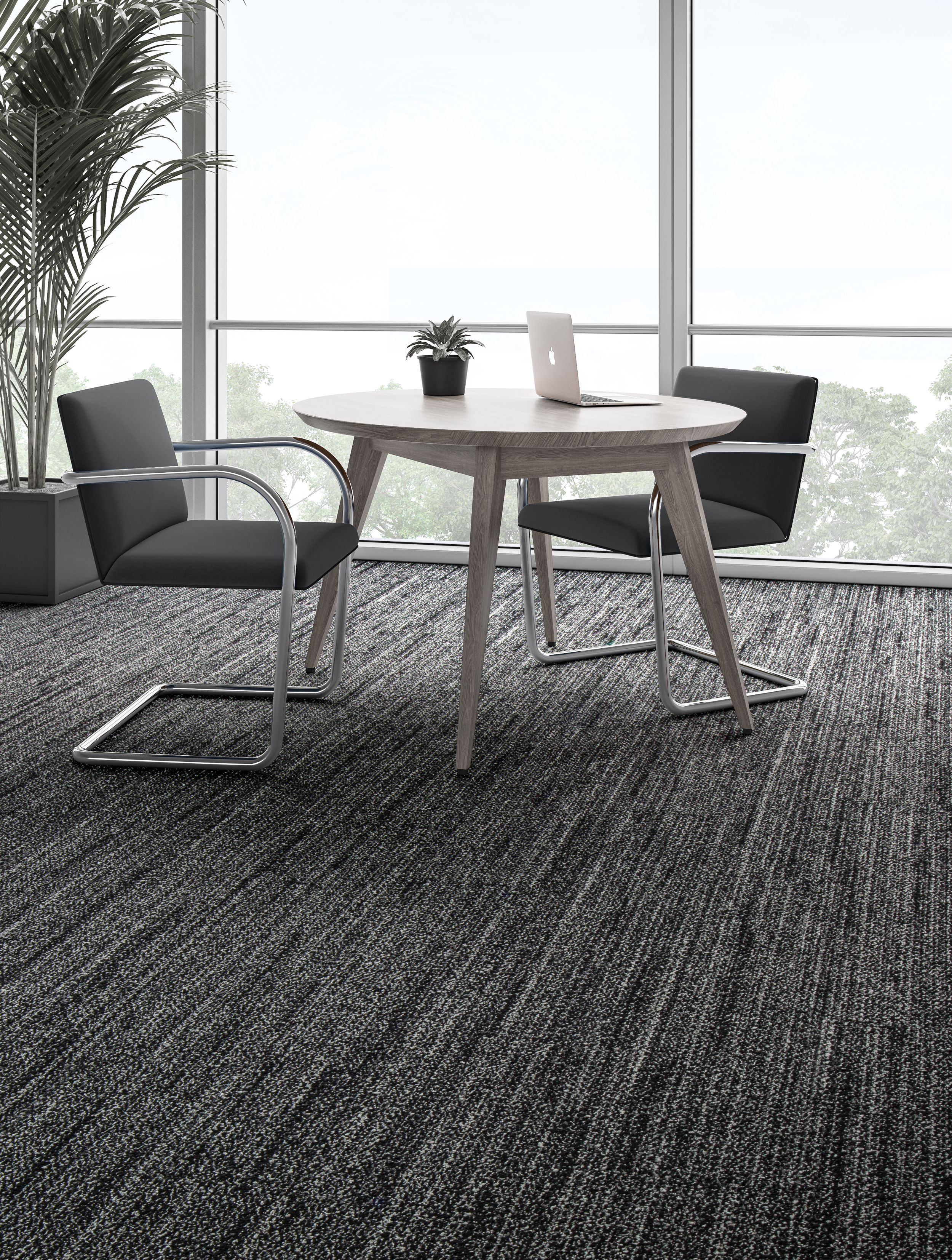 Interface WW870 plank carpet tile shown with small table and chairs image number 12