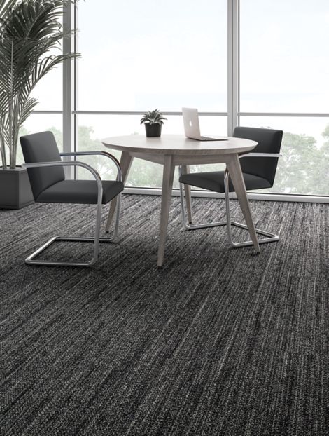 Interface WW870 plank carpet tile shown with small table and chairs image number 8