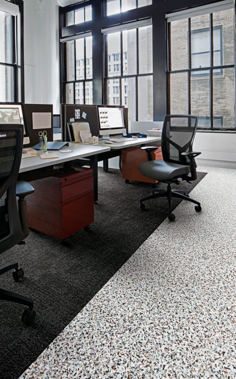 Interface Step in Time and Walk on By carpet tile in cubicle area