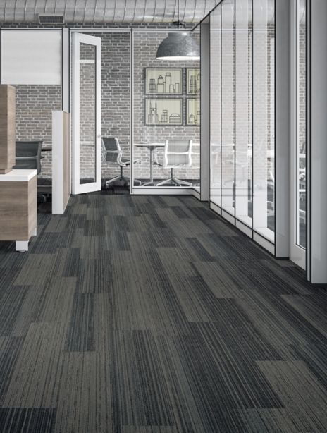 Interface Walk the Plank carpet tile in office common area 