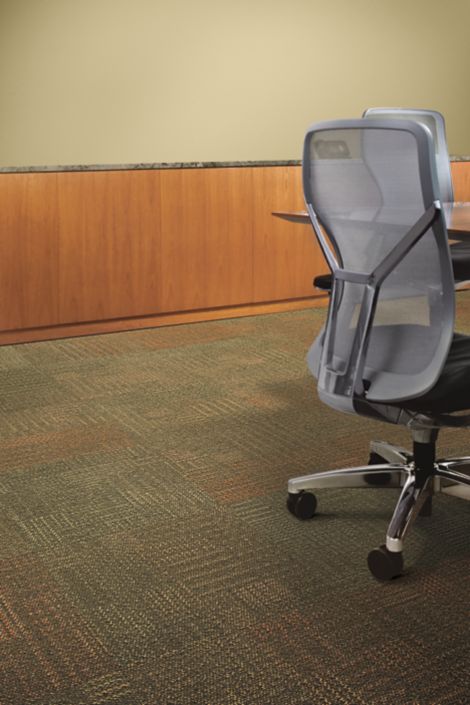 Interface Work carpet tile in meeting room with office chair