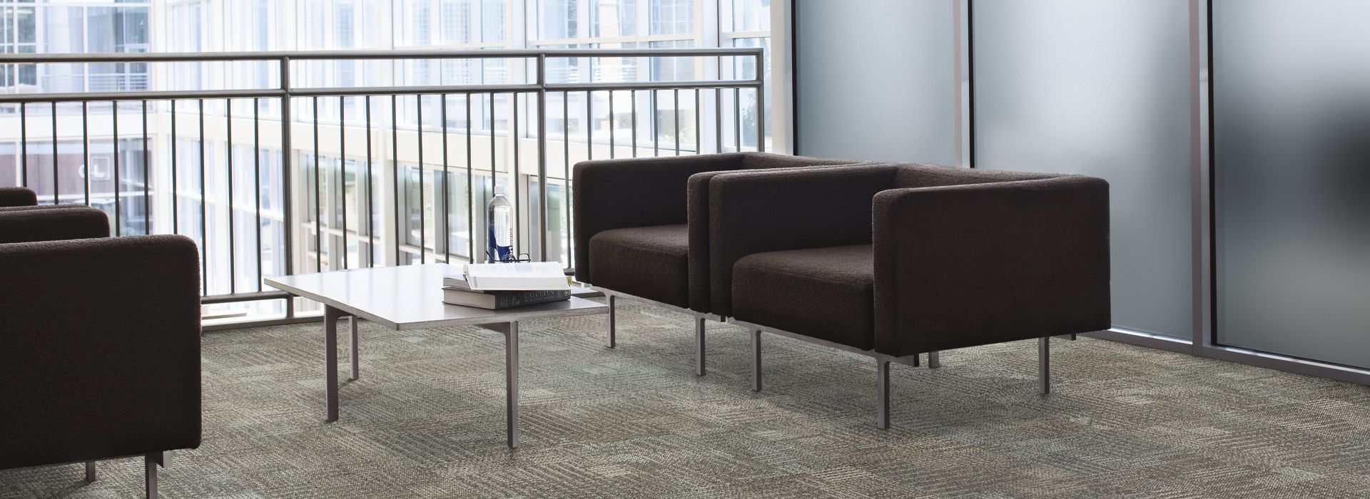 Interface Work carpet tile in lobby setting with couch and chairs