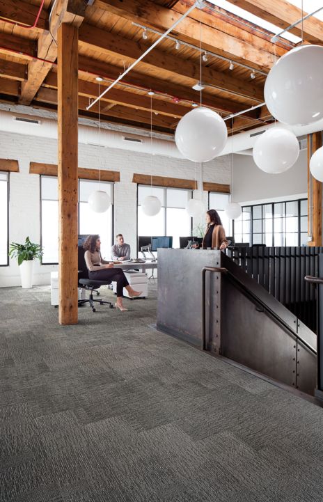 Interface Zen Stitch plank carpet tile in open office setting image number 1