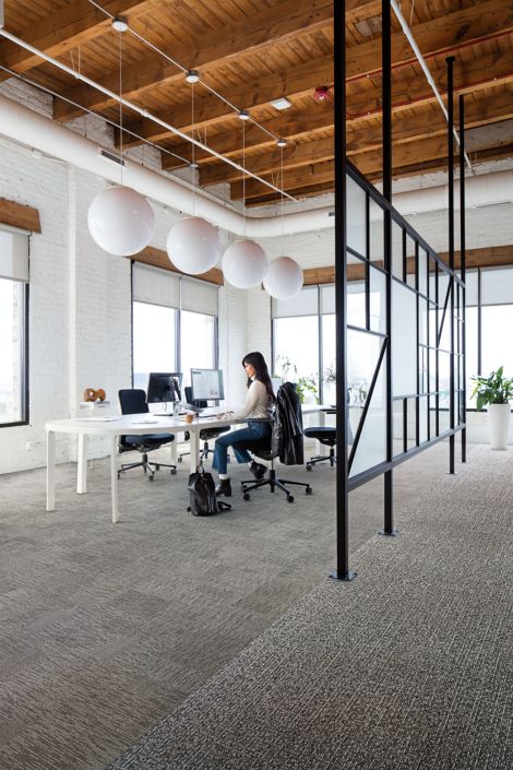 Interface Zen Stitch and Sashiko Stitch plank carpet tile in open office image number 2