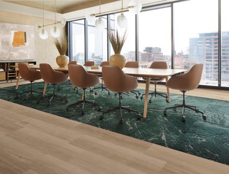 FLOR Zera carpet tile and Interface Northern Grain LVT in conference room image number 5