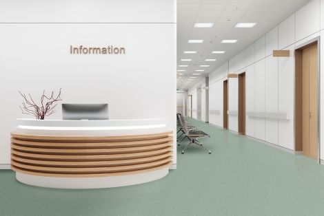 noraplan convia rubber flooring in reception area and corridor image number 7