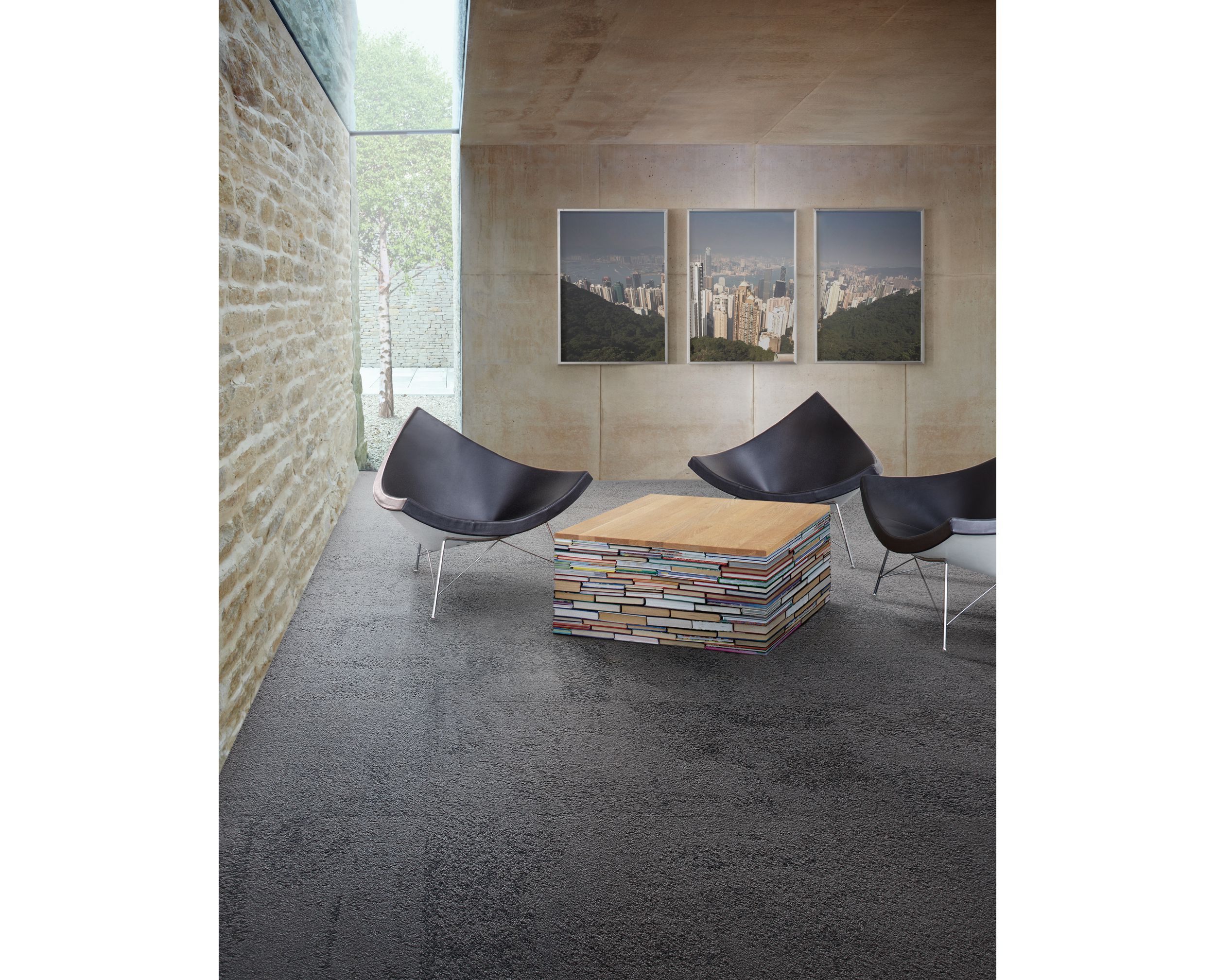 Interface UR301 carpet tile in large room with three chairs and wood table image number 3