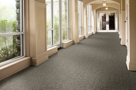 Interface Mirano plank carpet tile in corridor