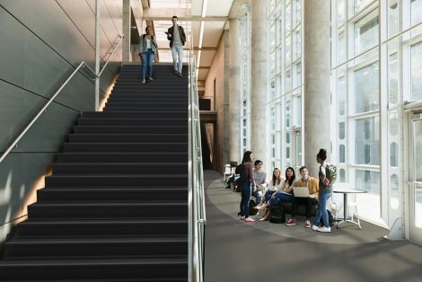 Staircase and lobby with norament hammered, norament hammered stairtread Slate Grey 0716, norament hammered Stone Grey 0749, norament hammered 00825 Platinum Grey numéro d’image 3