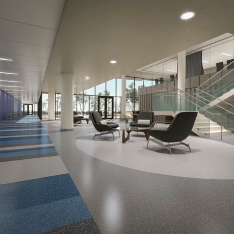 norament 926 grano rubber flooring in lobby with stairwell image number 3