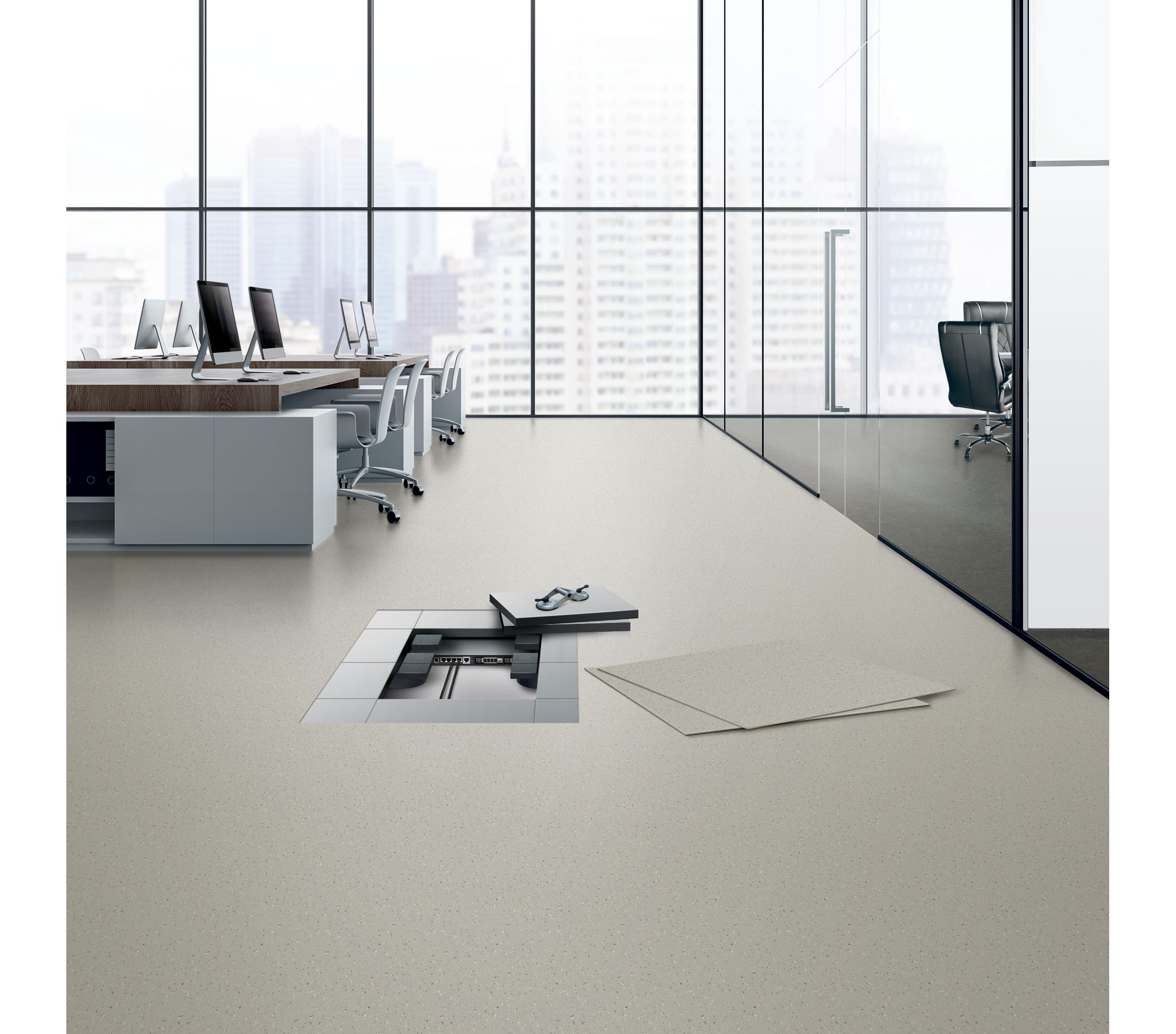 image norament 975 LL grano rubber flooring in open office numéro 4