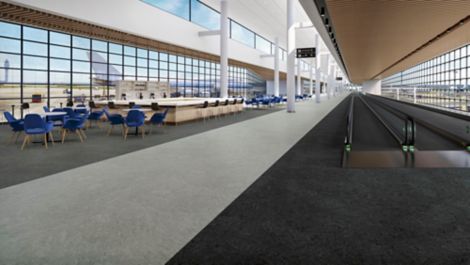 norament 926 arago rubber flooring in airport public space imagen número 4