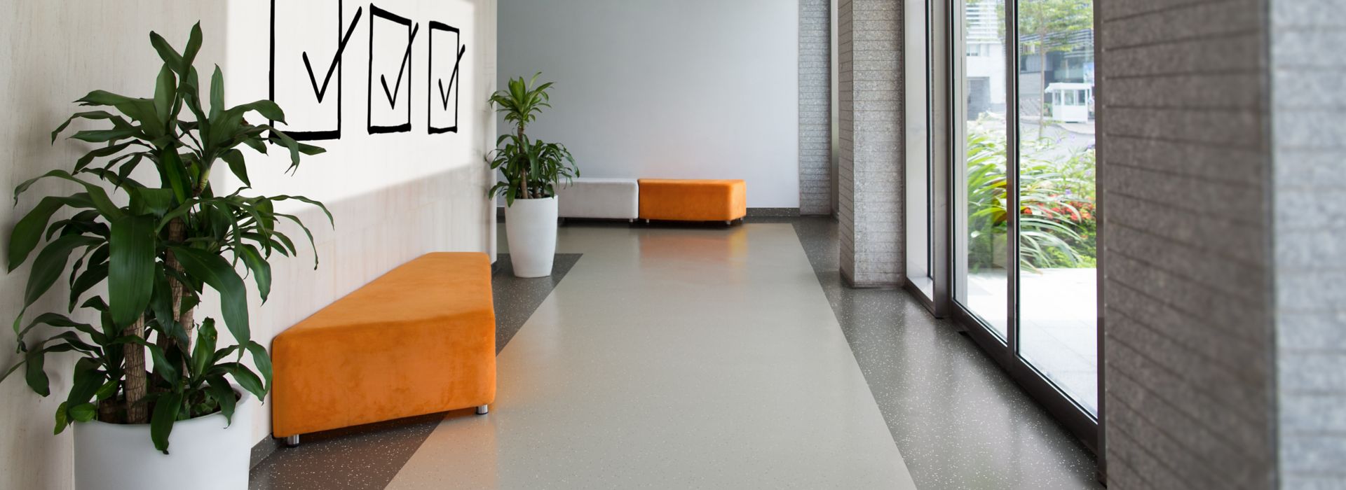 noraplan convia rubber flooring in corridor