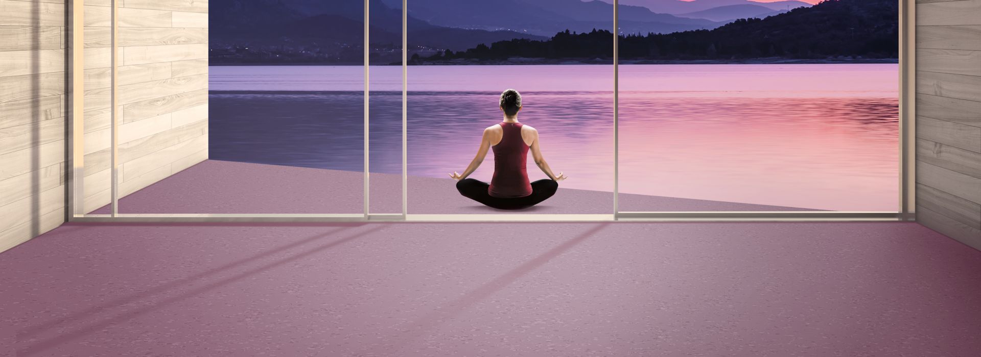 noraplan sentica rubber flooring in yoga studio