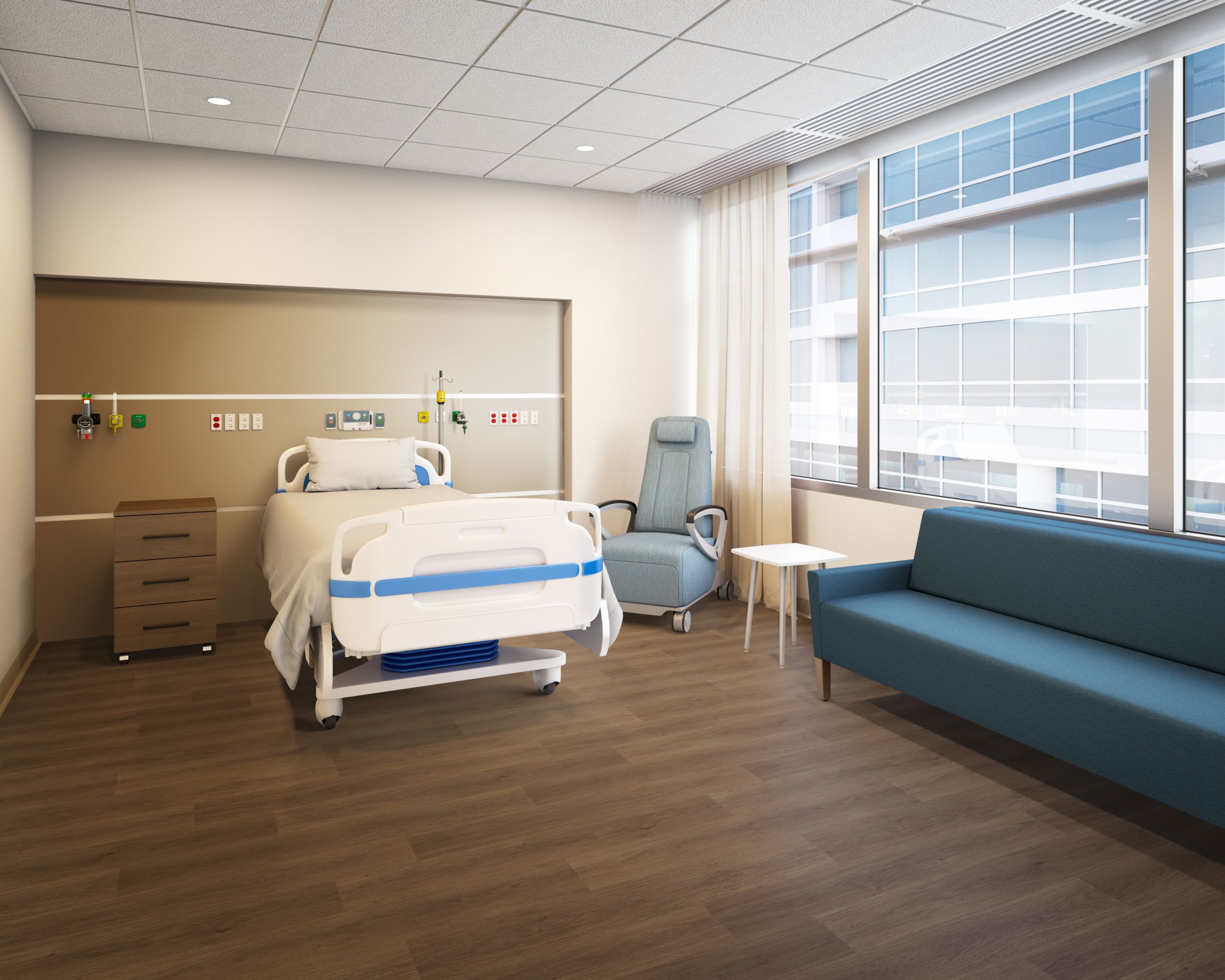 nora by Interface noravant timber rubber flooring in healthcare patient room num&eacute;ro d&rsquo;image 6