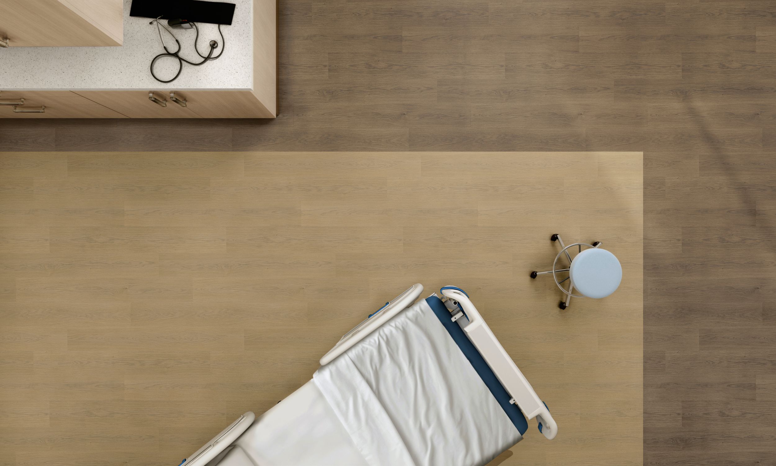 aerial view of noravant timber rubber flooring in patient room num&eacute;ro d&rsquo;image 8