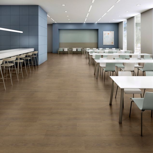 noravant timber rubber flooring in cafeteria