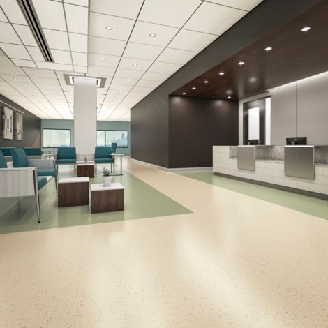 noraplan signa-environcare rubber flooring in reception and waiting area image number 6