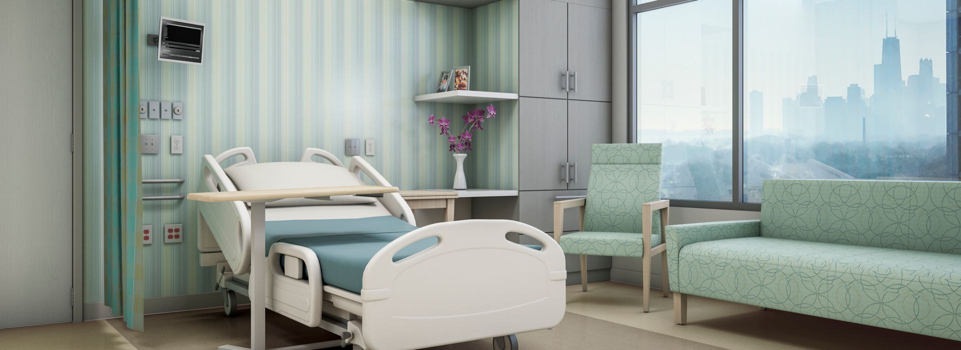 noraplan sentica rubber flooring in patient room