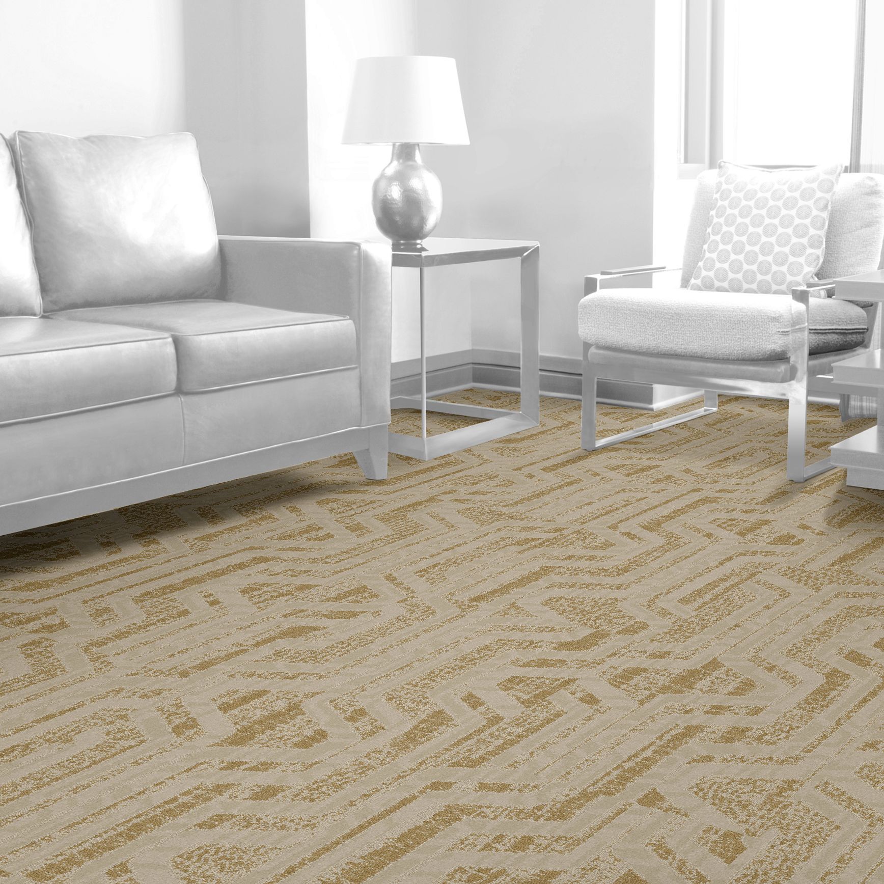 Interface PM18 plank carpet tile in seating area image number 1