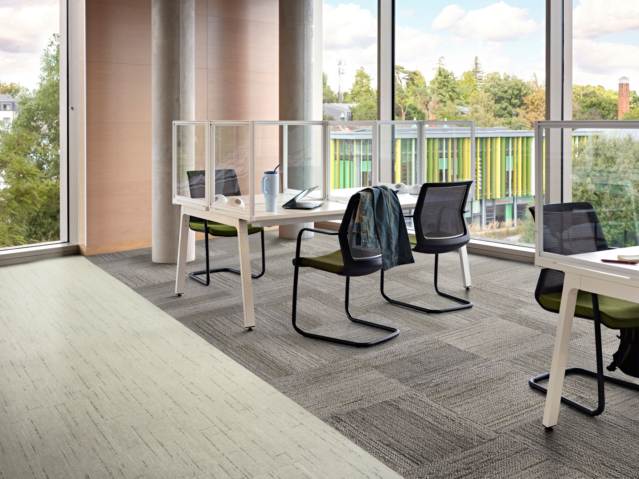 Interface Raw Materials plank LVT with Line Leader carpet tile in workplace open office image number 3