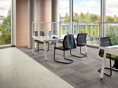 Interface Raw Materials plank LVT with Line Leader carpet tile in workplace open office image number 3