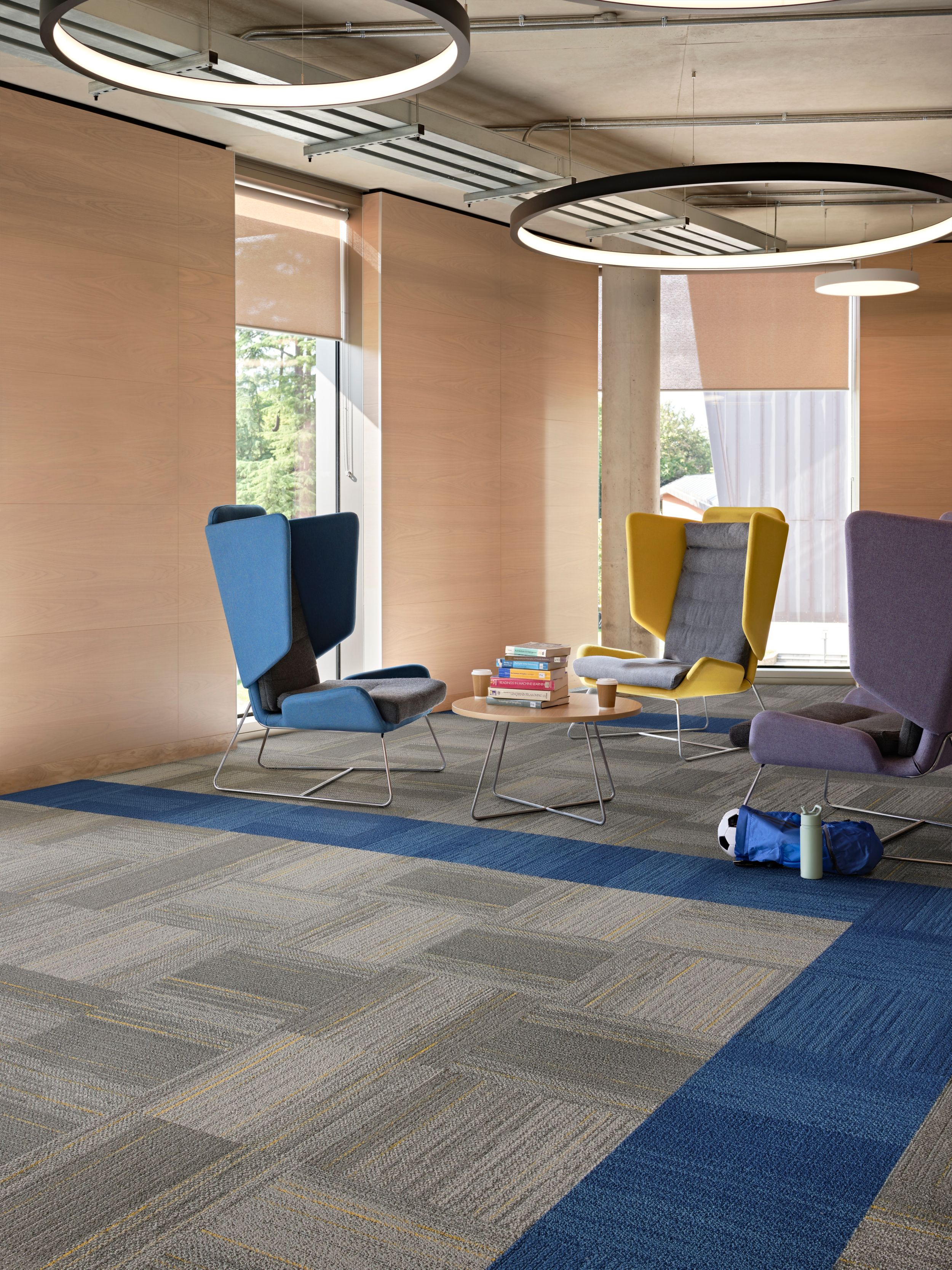 Interface Out of Bounds and Line Leader carpet tile in education lobby image number 4
