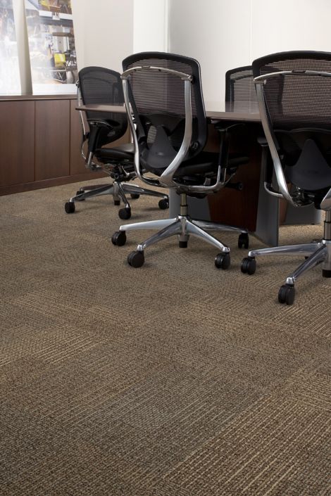 Detail of Interface To Scale carpet tile in conference room