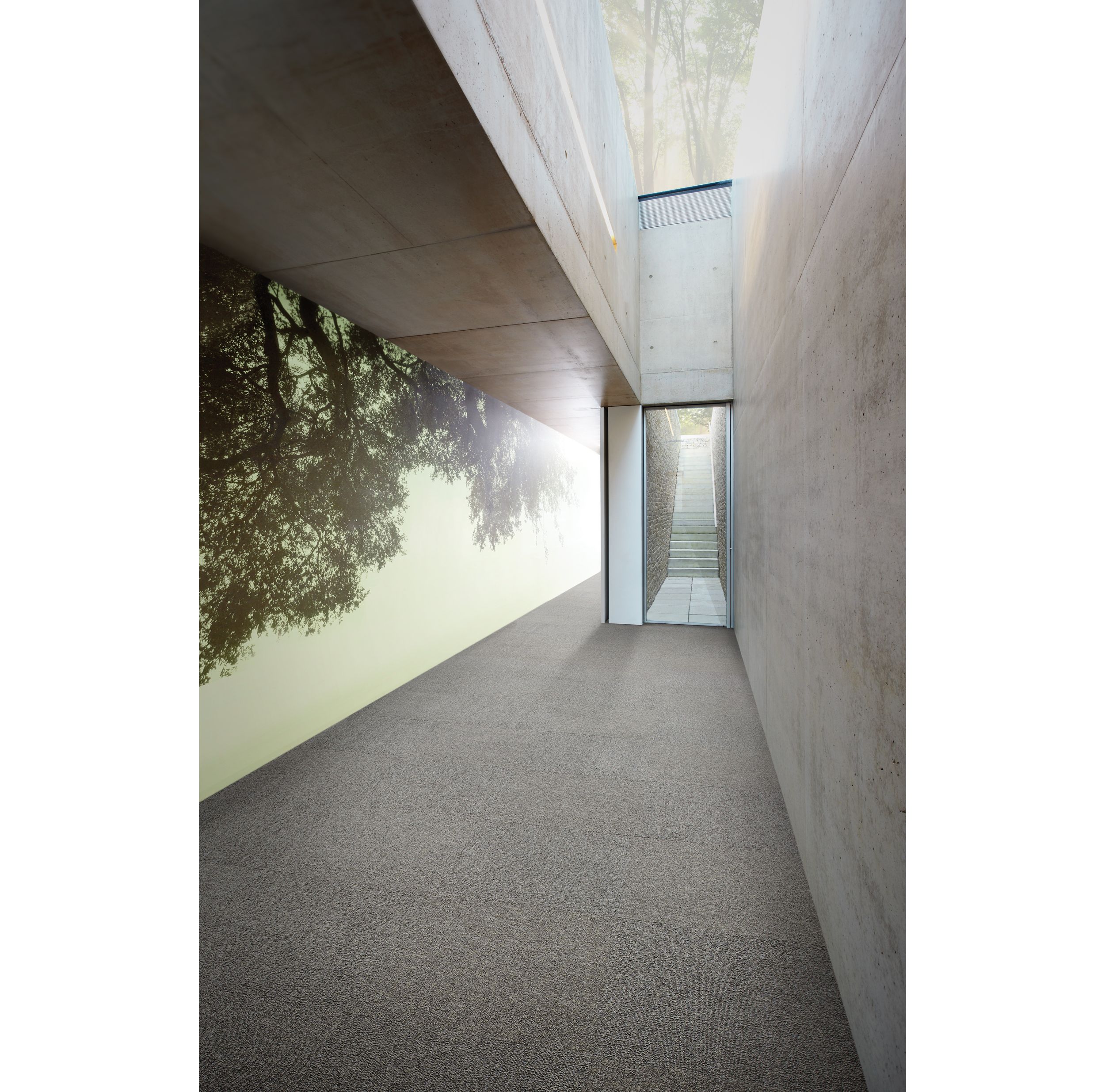 Interface UR302 carpet tile in corridor with concrete walls image number 3