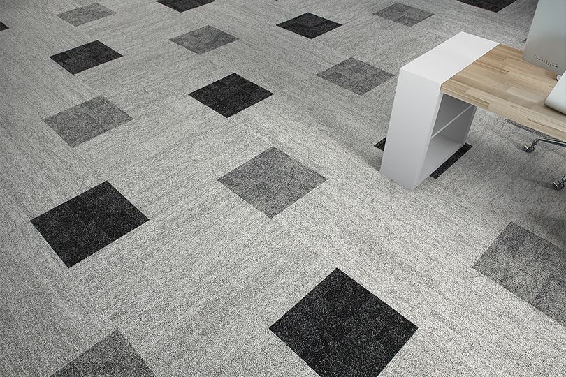 Interface Open Air 402 plank carpet tile in floor view with small workstation off to the right image number 3