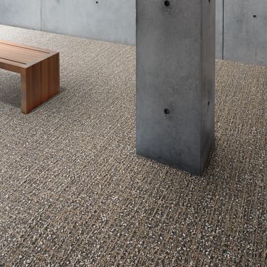 Interface WW890 plank carpet tile in lobby area with column