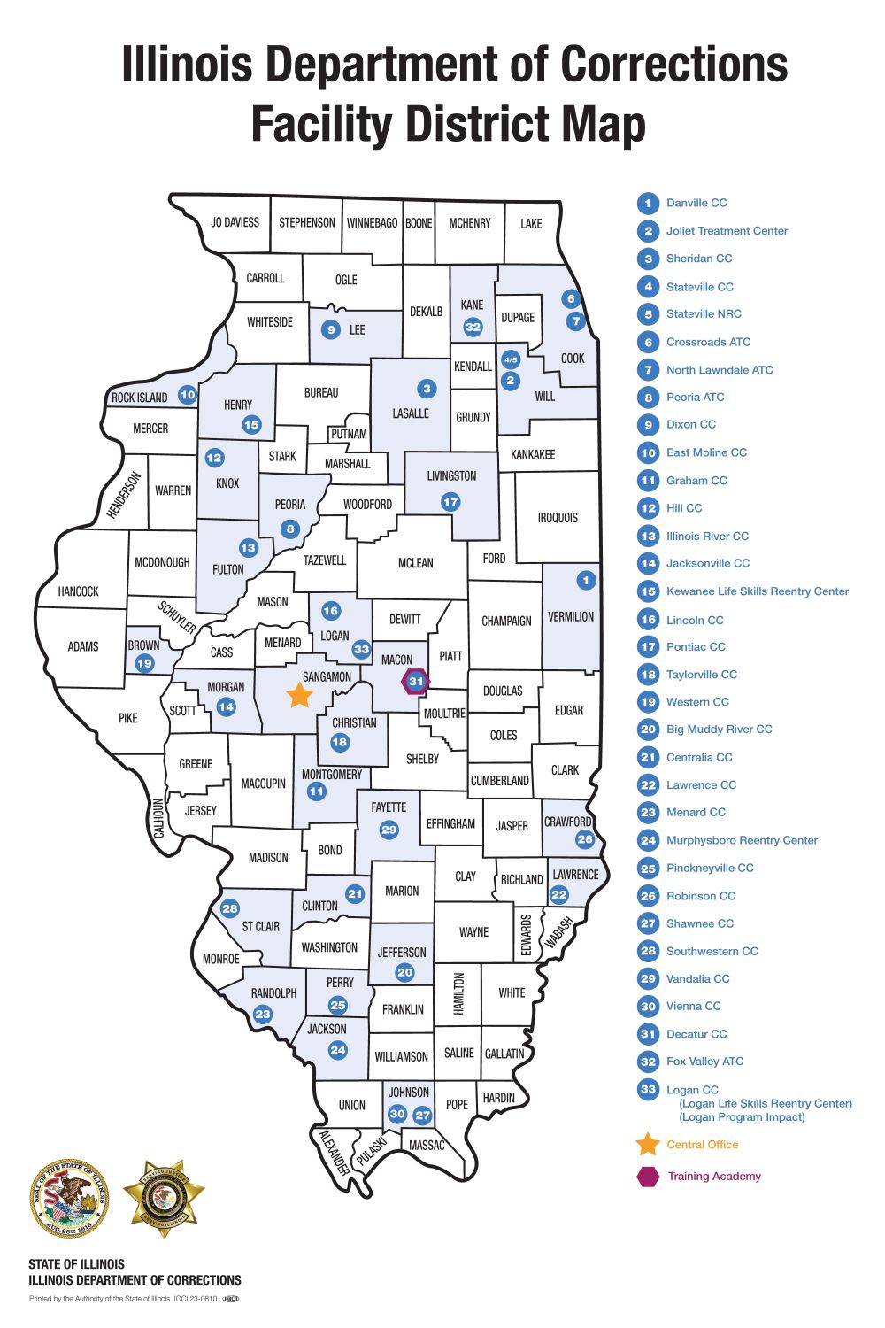 IDOC Facility District Map