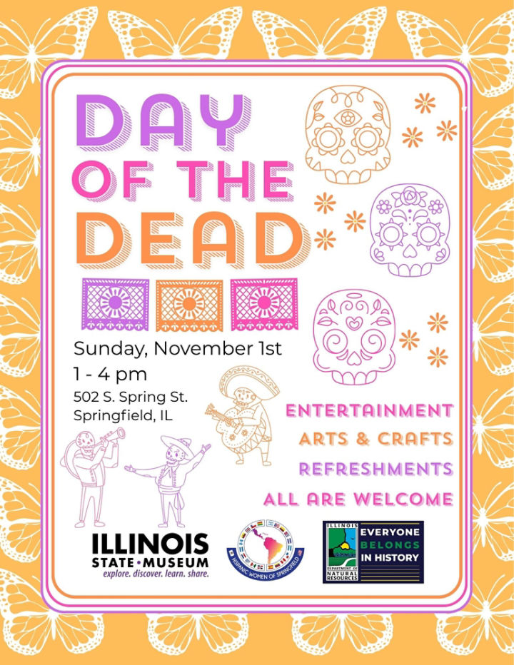 Promotional poster for Day of the Dead. The border has images of monarch butterflies.