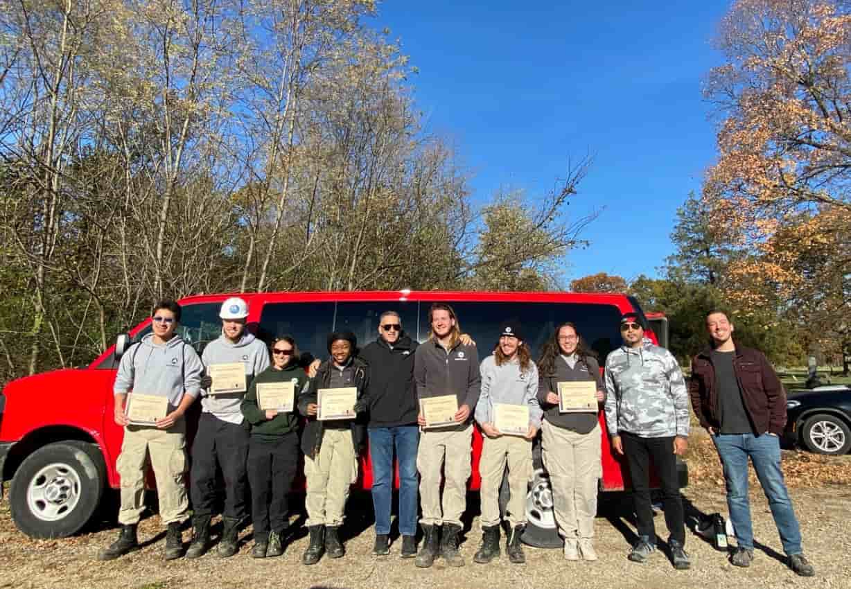 Group picture with NCCC volunteers with Governor's Certificates 