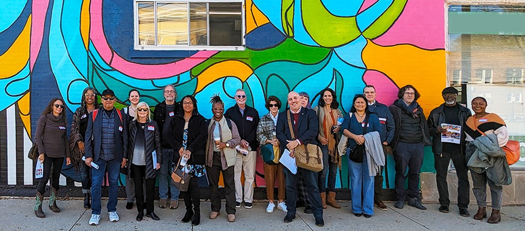 Art Encounter's 2022 Elevate mural, by artist Sholo, located in Evanston - 2023 IAC Listening Tour destination