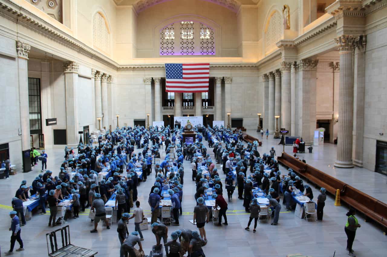 Volunteers at 9/11 Day Meal Packing Event