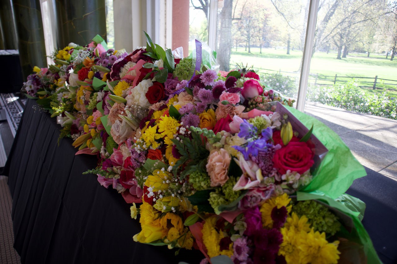 Awardee's flowers on the front table. 