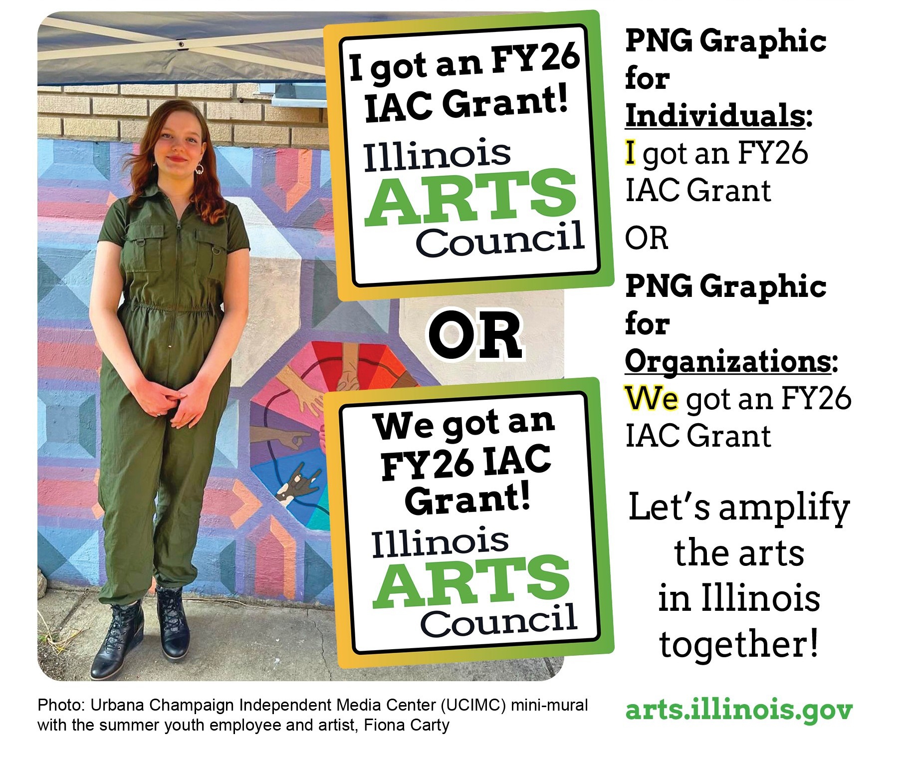 Example of organization photo with IAC's new "I Got an FY26 IAC Grant" PNG graphic