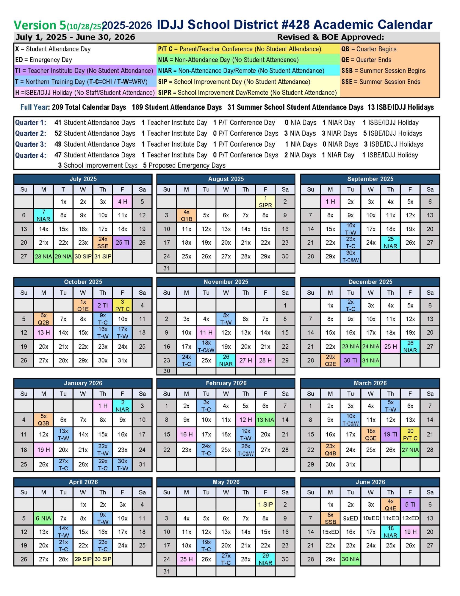 Updated 25 26 school calendar