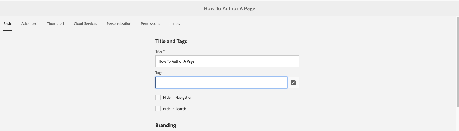 Adding Tags to a Page