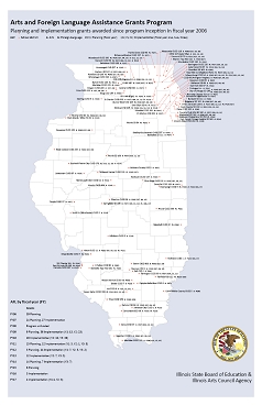 Arts & Foreign Language Recipient map showing applicants since the program's inception in 2006