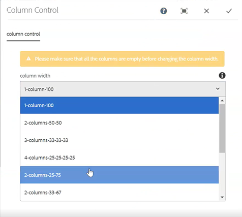 Column Control CQ Dialog