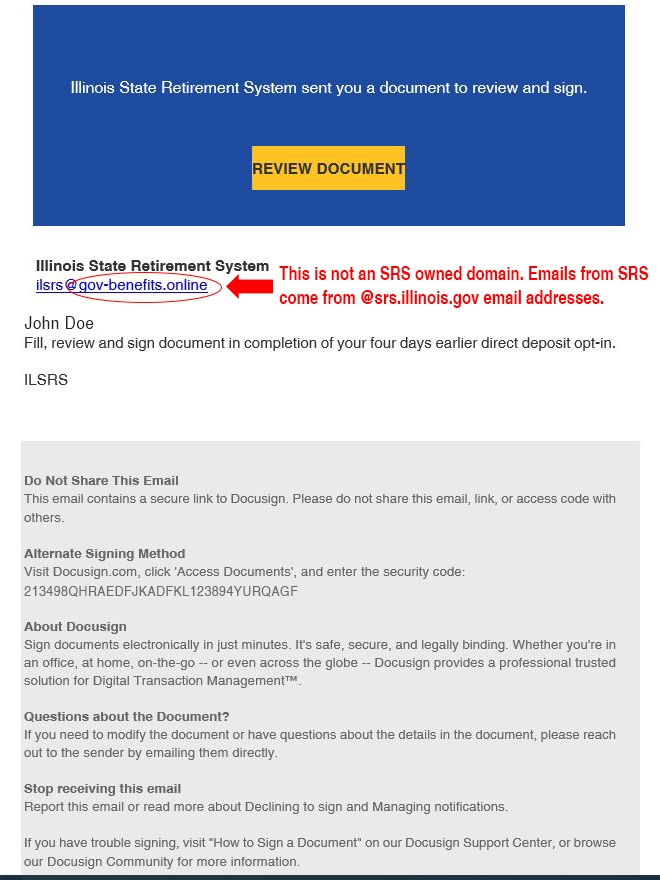 Docusign email example screenshot