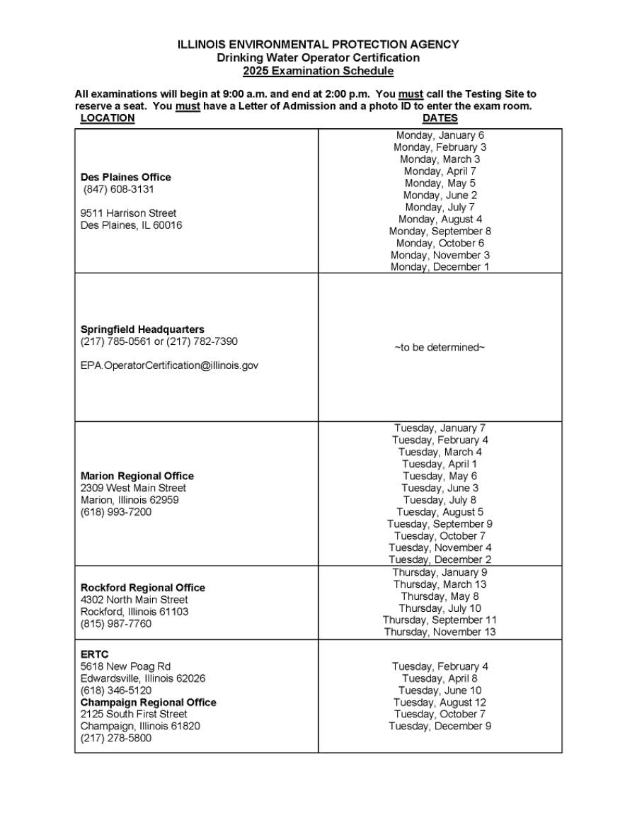 Examination Schedules